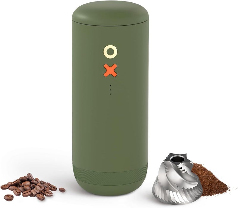 NUTTII Burr Coffee Grinder – Electric, Portable, Small, Quiet Adjustable Mini Conical Burr Coffee Bean Mill, 20 Grind Settings for Espresso, Pour-Over, French Press Moka A TIMEMORE Brand (Olive Green) - Image 1